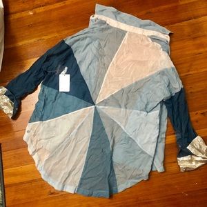 Free People Boho Blue Combo Top